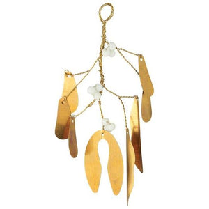 Gold Mistletoe for Hanging With White Beads