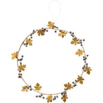 Wreath With Brass Leaves and Dark Grey Wooden Beads