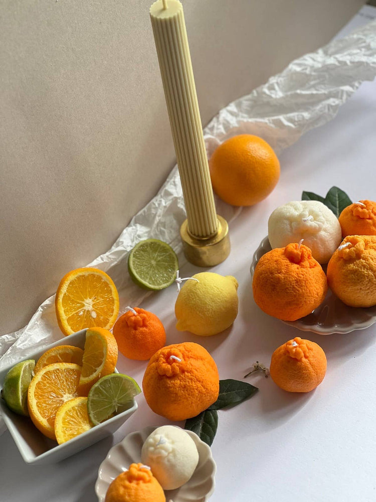 Tangerine Shaped Candle: Orange / Unscented / Small