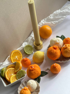 Tangerine Shaped Candle: Orange / Unscented / Small