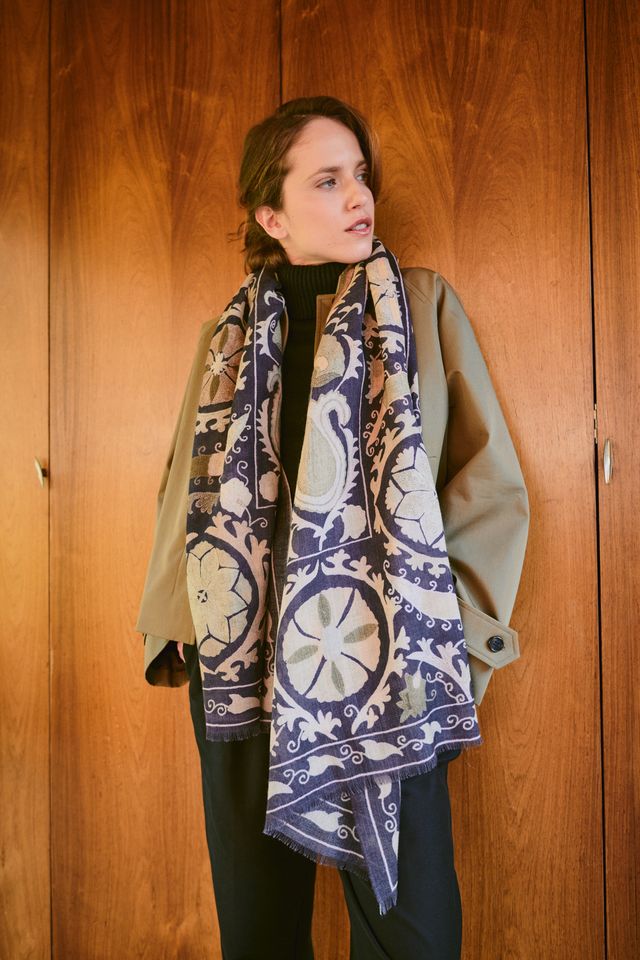 Susani Wool Scarf - Charcoal