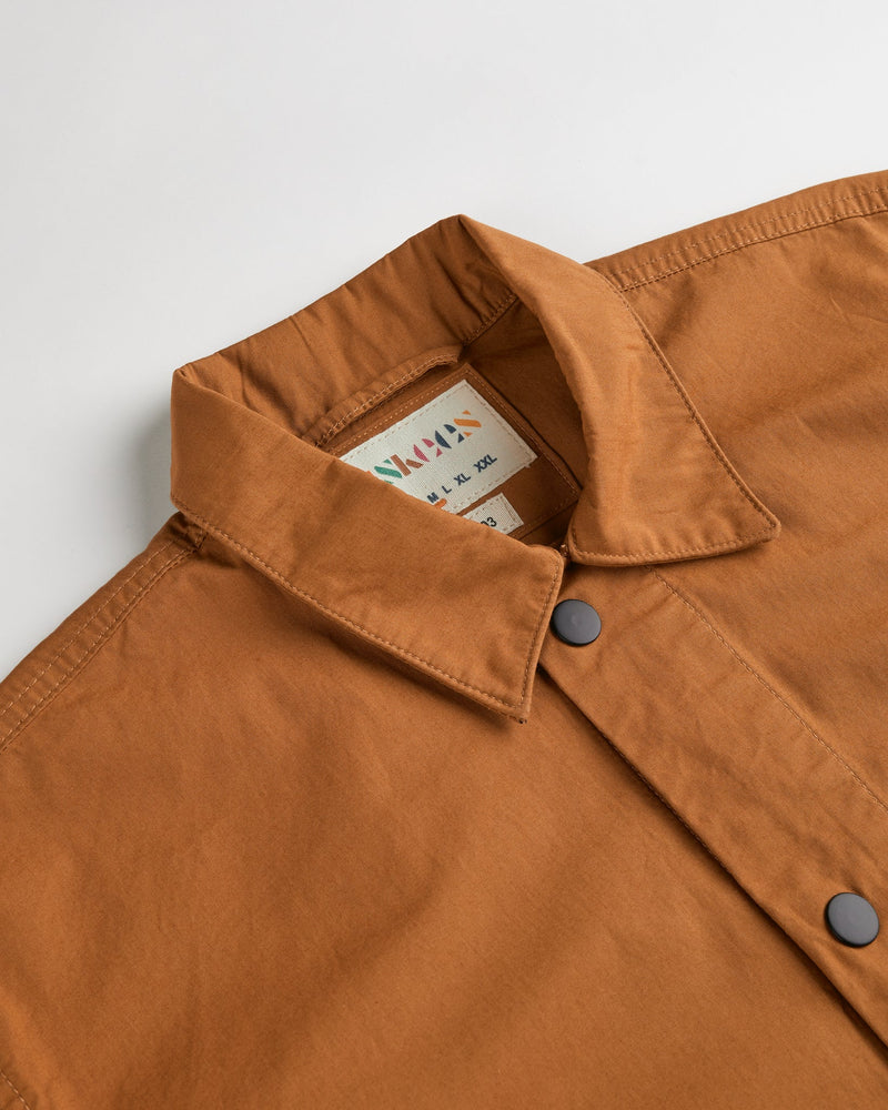 Men's Lightweight Organic Buttoned Short Sleeve Shirt - Light Brown