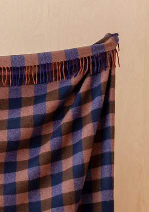 Recycled Wool Blanket in Midnight Gingham