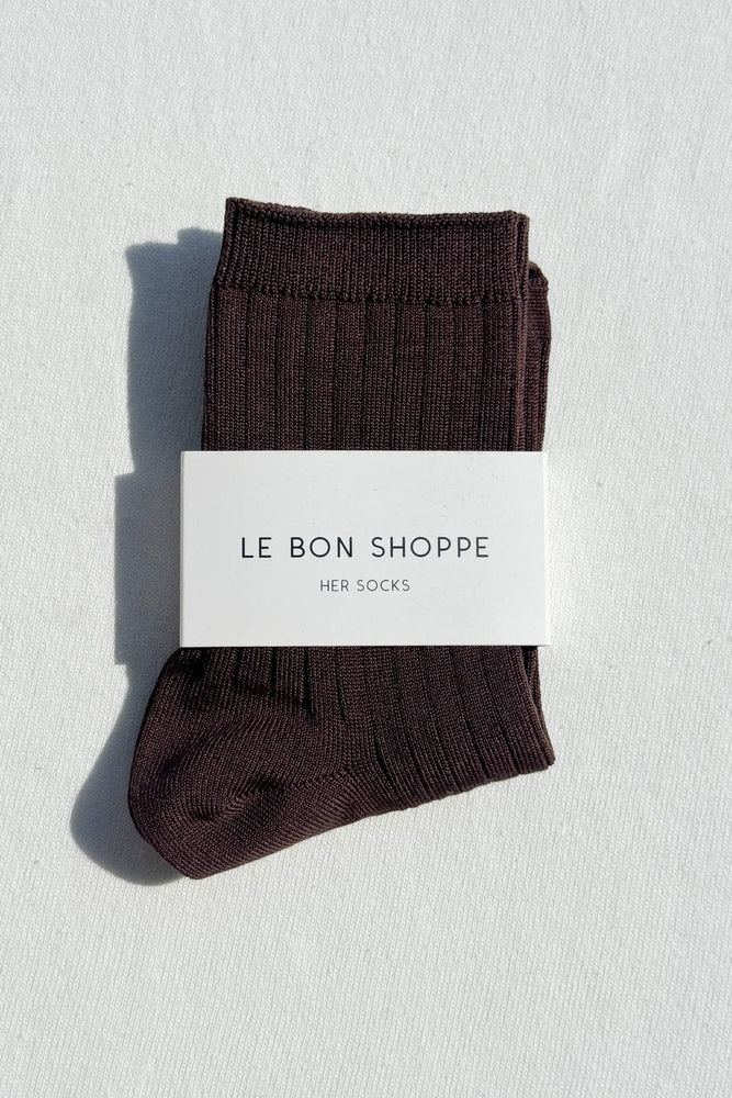 Her Socks - Mercerized Combed Cotton Rib: Coffee