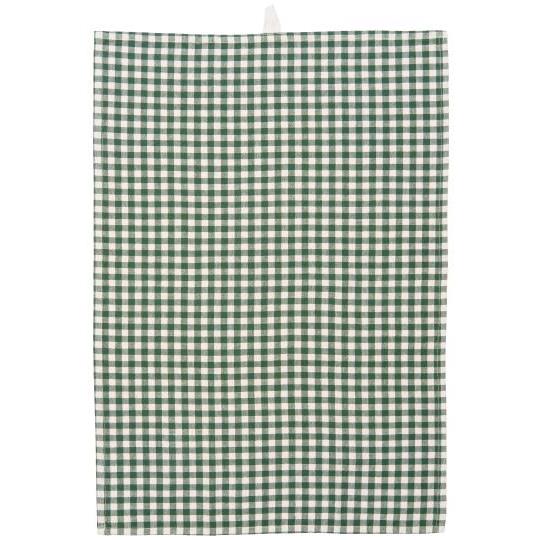 Tea Towel - Dark Green/ Natural Check