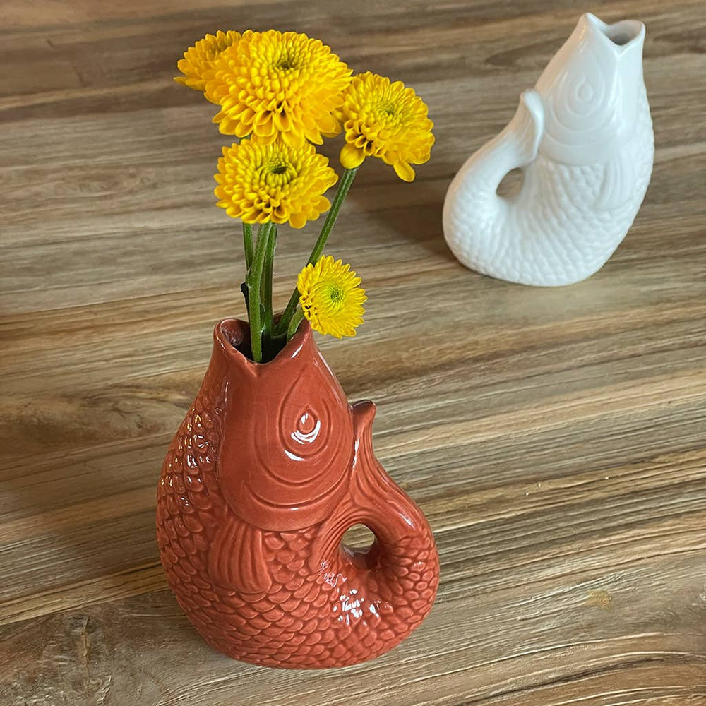 Ceramic Fish Vase - Terracotta