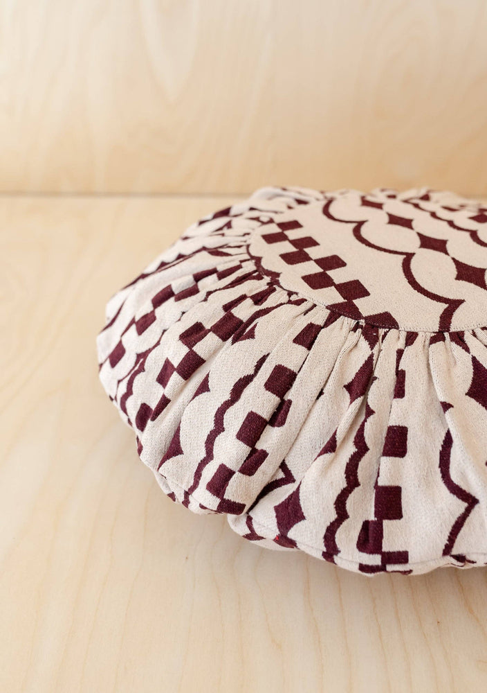 Cotton Cushion Cover in Pink Checker Stripe, With Pad