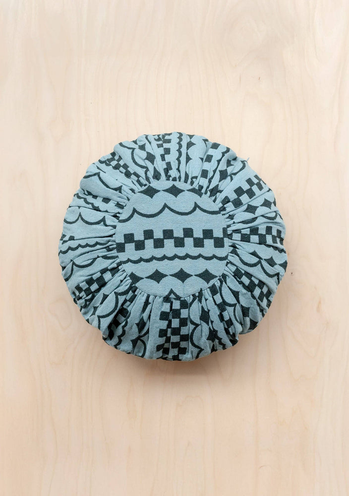 Cotton Cushion Cover in Green Checker Stripe With Pad