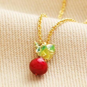 Radish Enamel Necklace in Gold