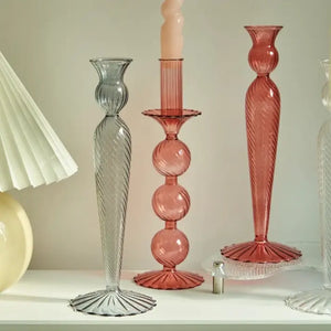 Glass Candlestick - Berry