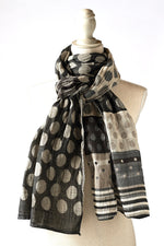 Letol Hand-Loomed Organic Cotton Scarf - Coline Noir Gris