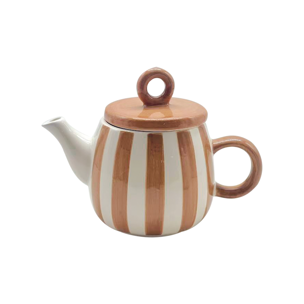 Striped Teapot - Brown