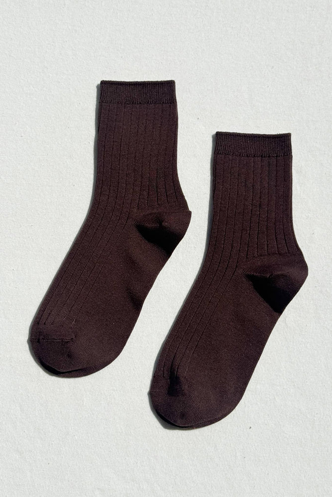 Her Socks - Mercerized Combed Cotton Rib: Coffee