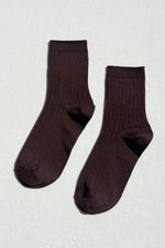 Her Socks - Mercerized Combed Cotton Rib: Coffee