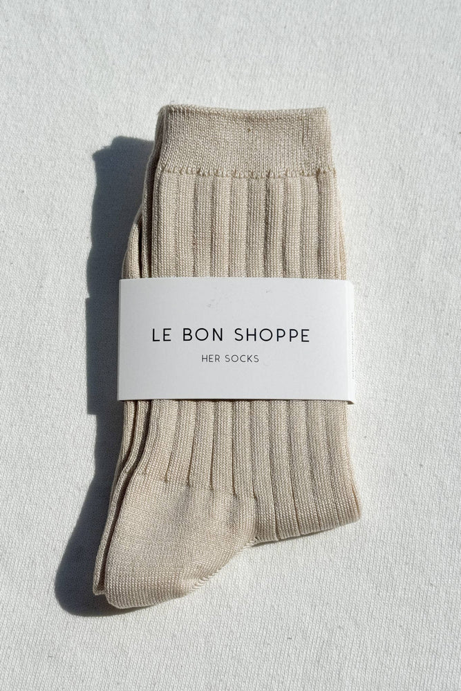 Her Socks - Mercerized Combed Cotton Rib: Coffee