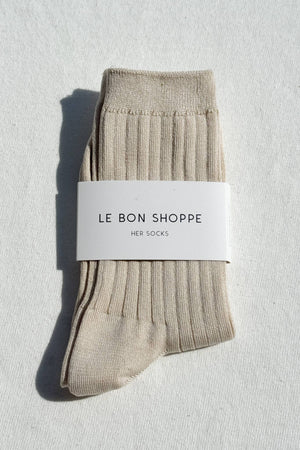 Her Socks - Mercerized Combed Cotton Rib: Coffee
