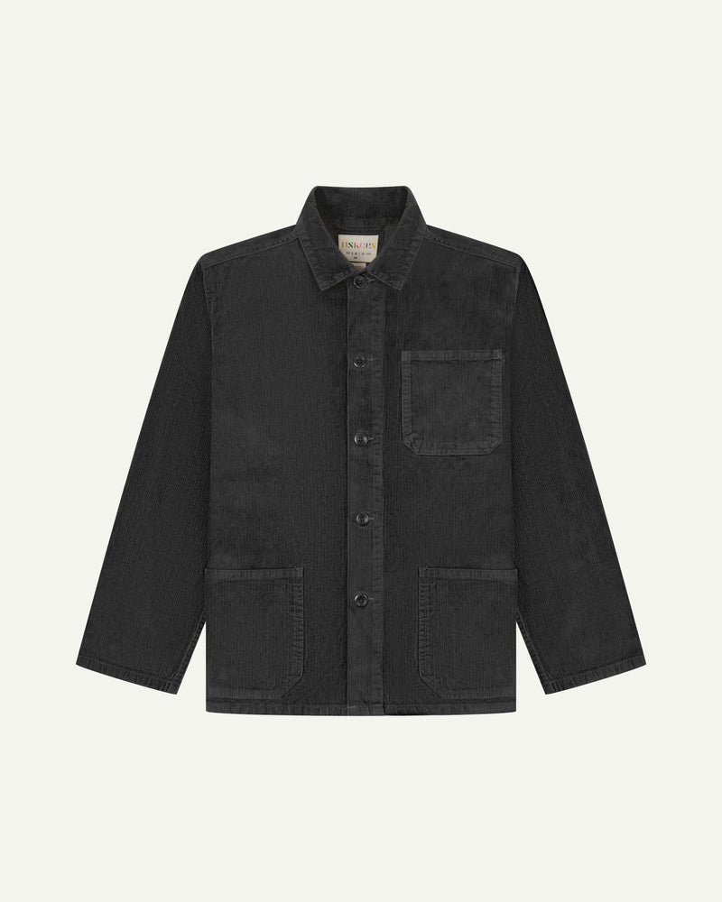Men's Organic Buttoned Cord Overshirt - Charcoal