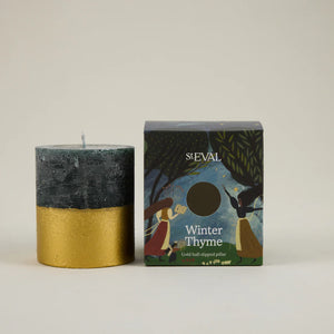 Winter Thyme Scented Gold Dipped Pillar Candle