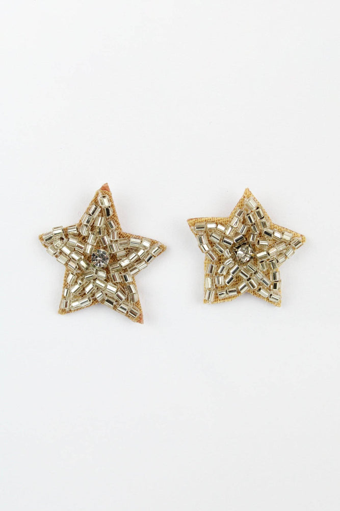 Silver Beaded Star Studs
