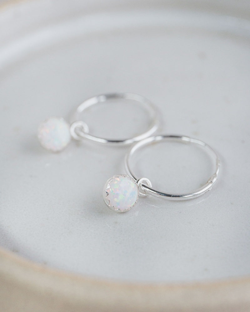 Sterling Silver Gemstone Hoop Earrings