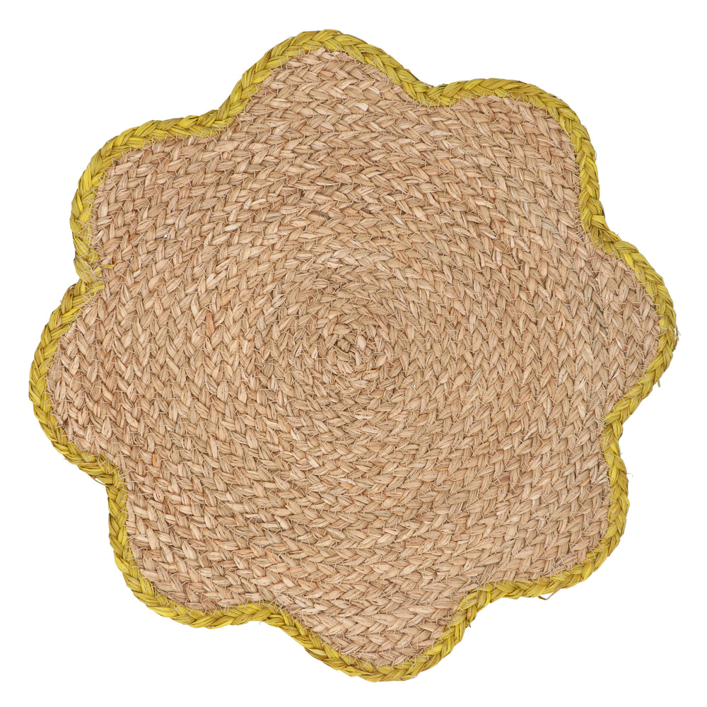 Seagrass Flower Shape Place Mat - Yellow Edge – Previous Homewares