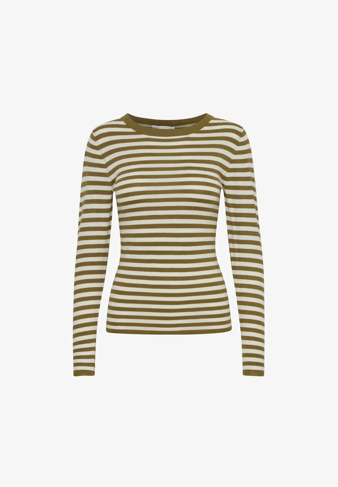 DIANE Striped Long Sleeved Jumper - Lizard/ Almond Milk