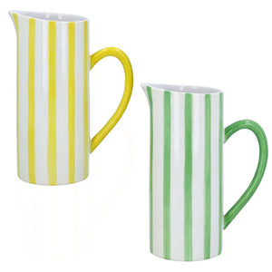 Striped Large Ceramic Jug - Yellow or Green