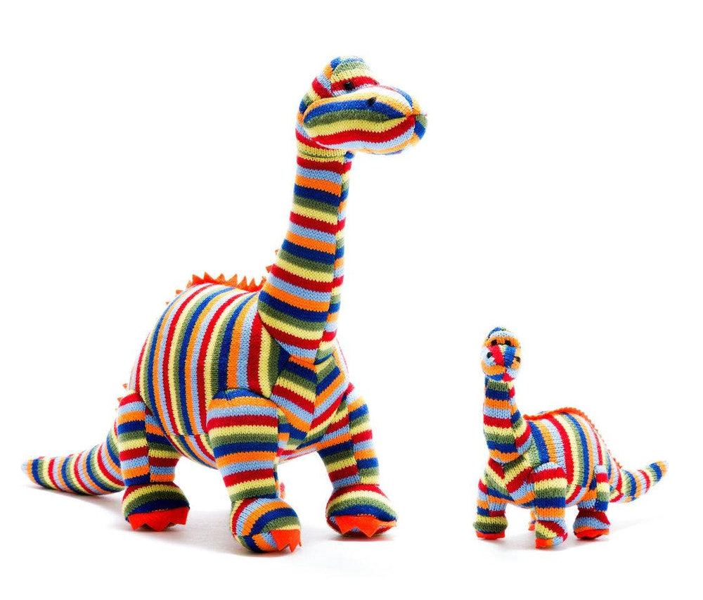 Knitted Stripe Diplodocus Dinosaur Plush Toy