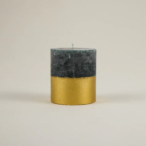Winter Thyme Scented Gold Dipped Pillar Candle
