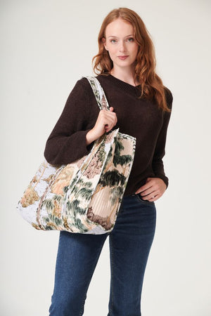 Rivers and Trees Large Velvet Tote Bag - Natural