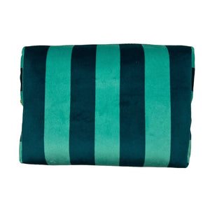 Teal Striped Recycled Velvet Make-up Bag