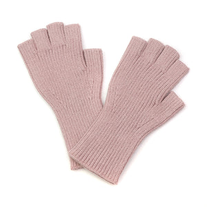 Ribbed Knit Fingerless Gloves - Blush Pink