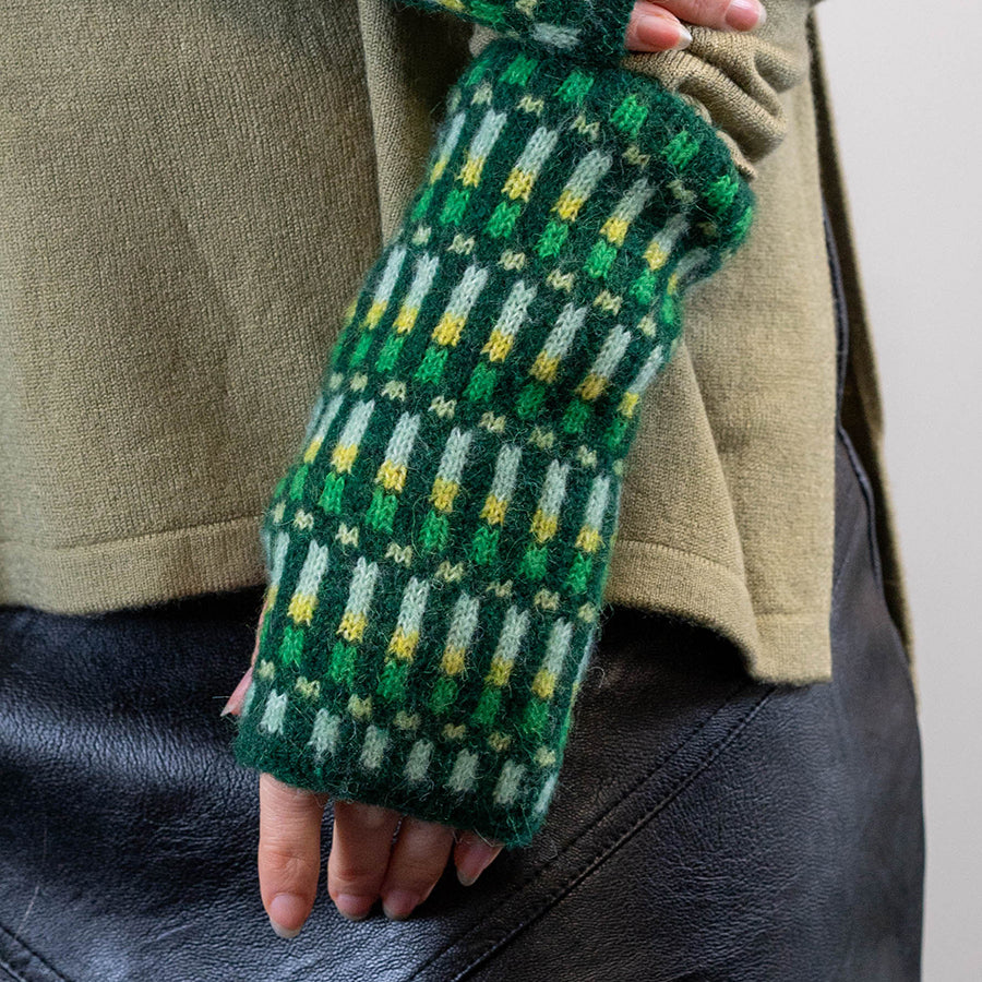 Stripe Wrist Warmers - Green