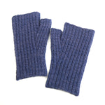 Recycled Yarn Cable Knit Fingerless Gloves - Denim Blue