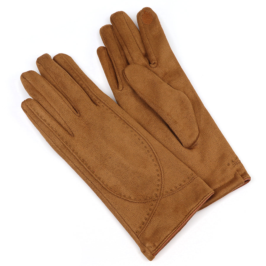Faux Suede Gloves - Deep Ochre