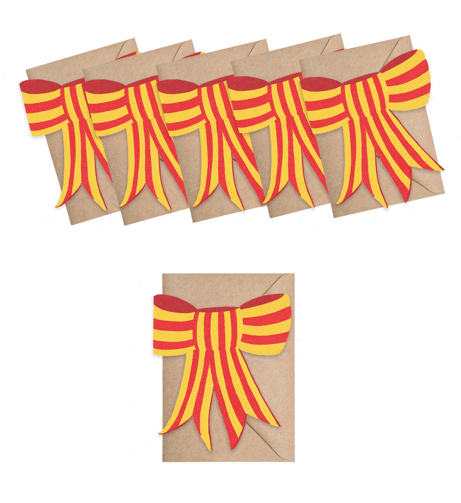 Stripy Bow Mini Cards - box of 6