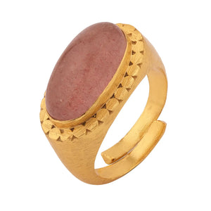 LUCRECIA Strawberry Quartz Ring - Cast Bronze Gold Plated