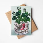 Ivy in a Robin Jug Card