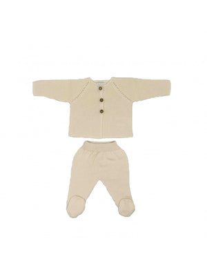 Ecru Newborn Baby 2 Piece Outfit - Organic Cotton