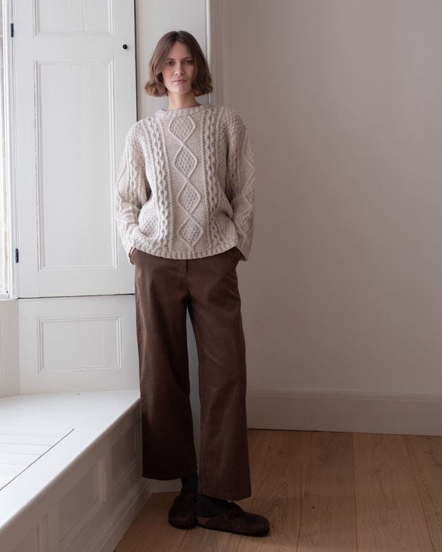 Harper Wide Leg Trousers - Dark Sand Cord