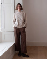 Harper Wide Leg Trousers - Dark Sand Cord