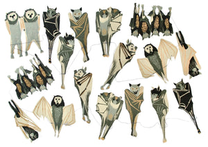 Bat Hand-Printed Paper Garland