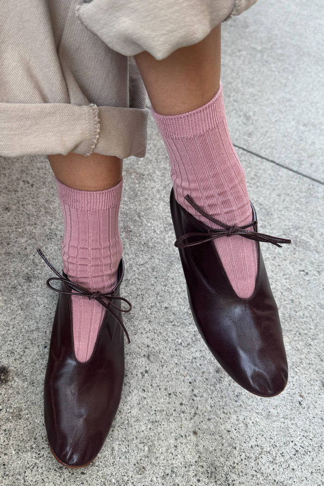 Her Socks - Mercerized Combed Cotton Rib: Pesto