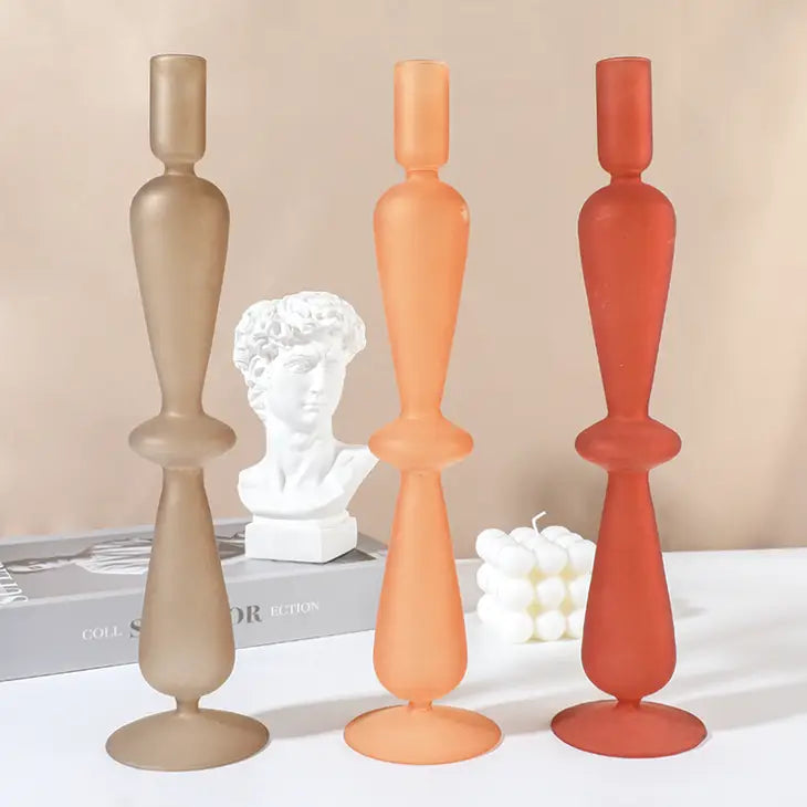 Matte Glass Candlestick - Grey