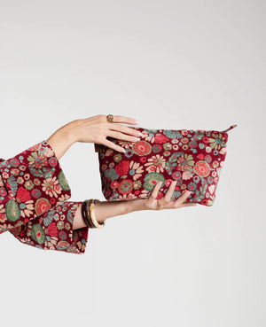 Extra Large Organic Cotton Velvet Washbag - Molly Burgundy
