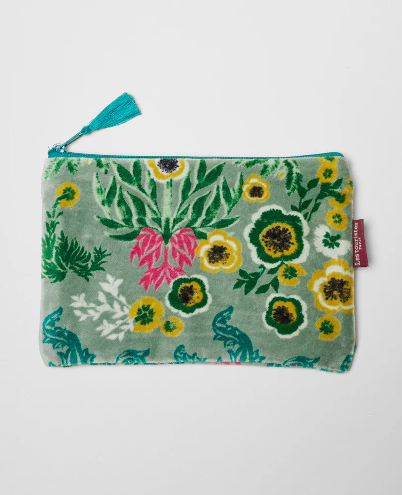 Large Flat Zip Organic Cotton Pouch - Swainston Green  (Avil 103)