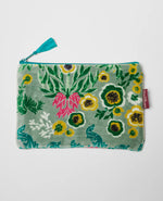 Large Flat Zip Organic Cotton Pouch - Swainston Green  (Avil 103)
