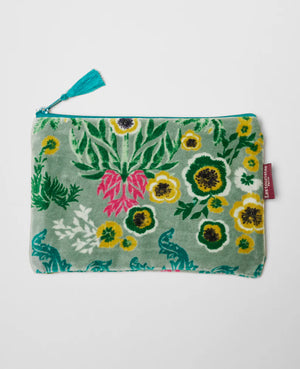 Large Flat Zip Organic Cotton Pouch - Swainston Green  (Avil 103)