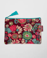 Large Flat Zip Organic Cotton Pouch - Molly Burgundy  (Avil 104)