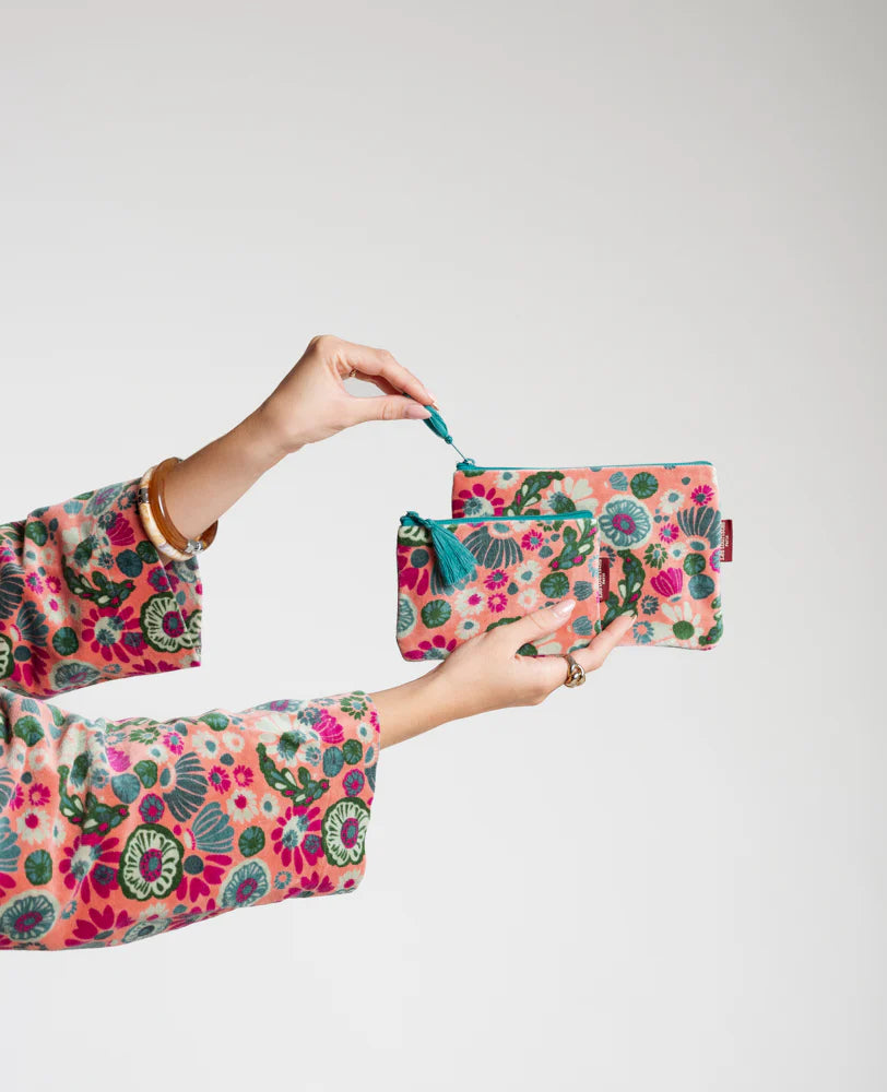 Flat Zip Organic Cotton Pouch - Molly Coral (Avis 107)